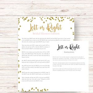 Left or Right Game Bridal Shower Game Prize Pass the Prize Game Left or Right Bridal Shower game