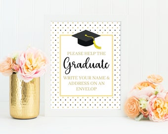 Printable Graduation Address Your Envelope Sign, Address Your Thank You Card, Help the Busy Graduate, Write Your Address