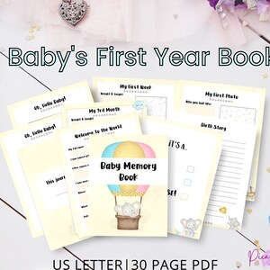 Baby Memory Book, Baby book first year, Printable baby book pages, Baby Memory Book Printables, Baby Milestone Book, Printable Memory Book