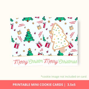 Merry Christmas Cookie Card, Printable Mini Cookie Card, Printable Christmas Cookie Card, Merry Christmas Cookie Card Gift Tag