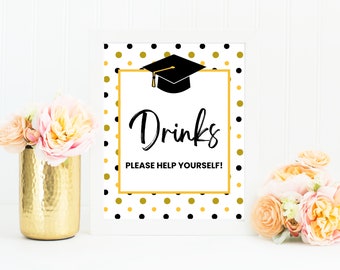 Printable Graduation Party Drink Station Sign, Open House Sign, Graduation Party, Beverages, Beverage Station Sign, Table Sign, Food Table