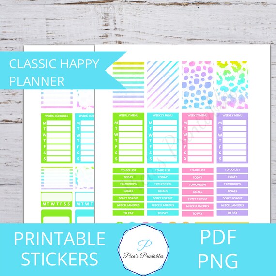 Printable Weekly Kit Classic Happy Planner Stickers | Etsy