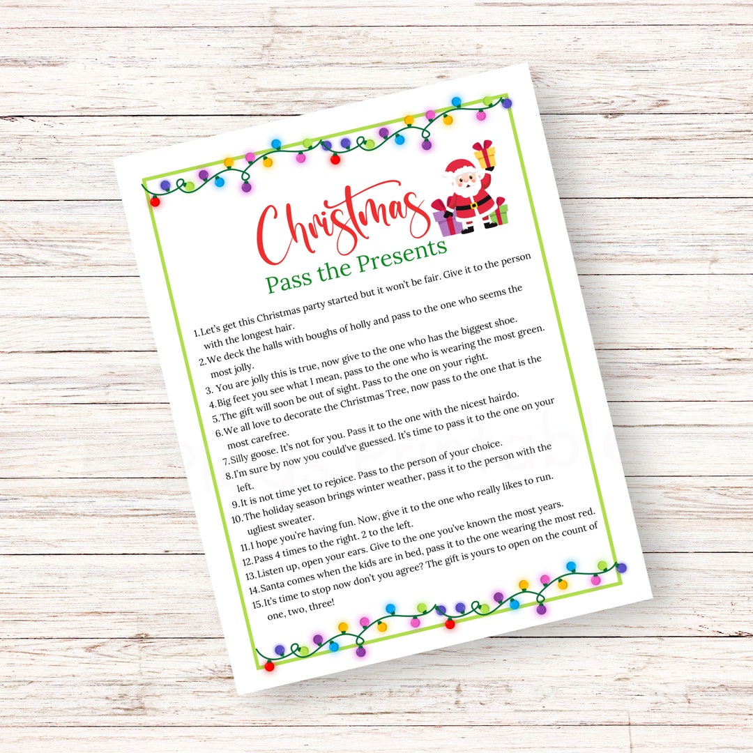 Christmas Pass the Present Game, Christmas Gift Exchange Game, White