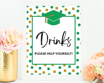 Printable Graduation Party Drink Station Sign, Open House Sign, Graduation Party, Beverages, Beverage Station Sign, Table Sign, Food Table