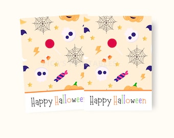 Mini tarjeta de galleta de Feliz Halloween, mini tarjeta de galleta de regalo de Halloween, tarjeta de galleta de Halloween imprimible, etiqueta de galleta de Halloween