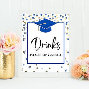 Printable Graduation Party Drink Station Sign, Open House Sign, Graduation Party, Beverages, Beverage Station Sign, Table Sign, Food Table