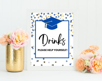 Printable Graduation Party Drink Station Sign, Open House Sign, Graduation Party, Beverages, Beverage Station Sign, Table Sign, Food Table