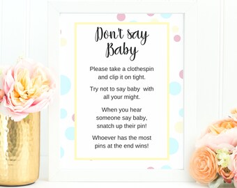 No digas signo de bebé, no digas bebé, no digas bebé, no digas juego de bebé, baby shower coed, signo de baby shower