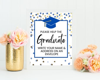 Dirección de graduación imprimible su signo de sobre, dirección de su tarjeta de agradecimiento, ayude al graduado ocupado, escriba su dirección