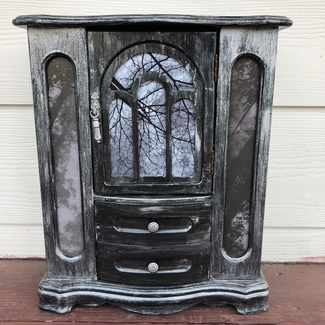 Gothic jewelry armoire jewelry box painted Victorian Etsy