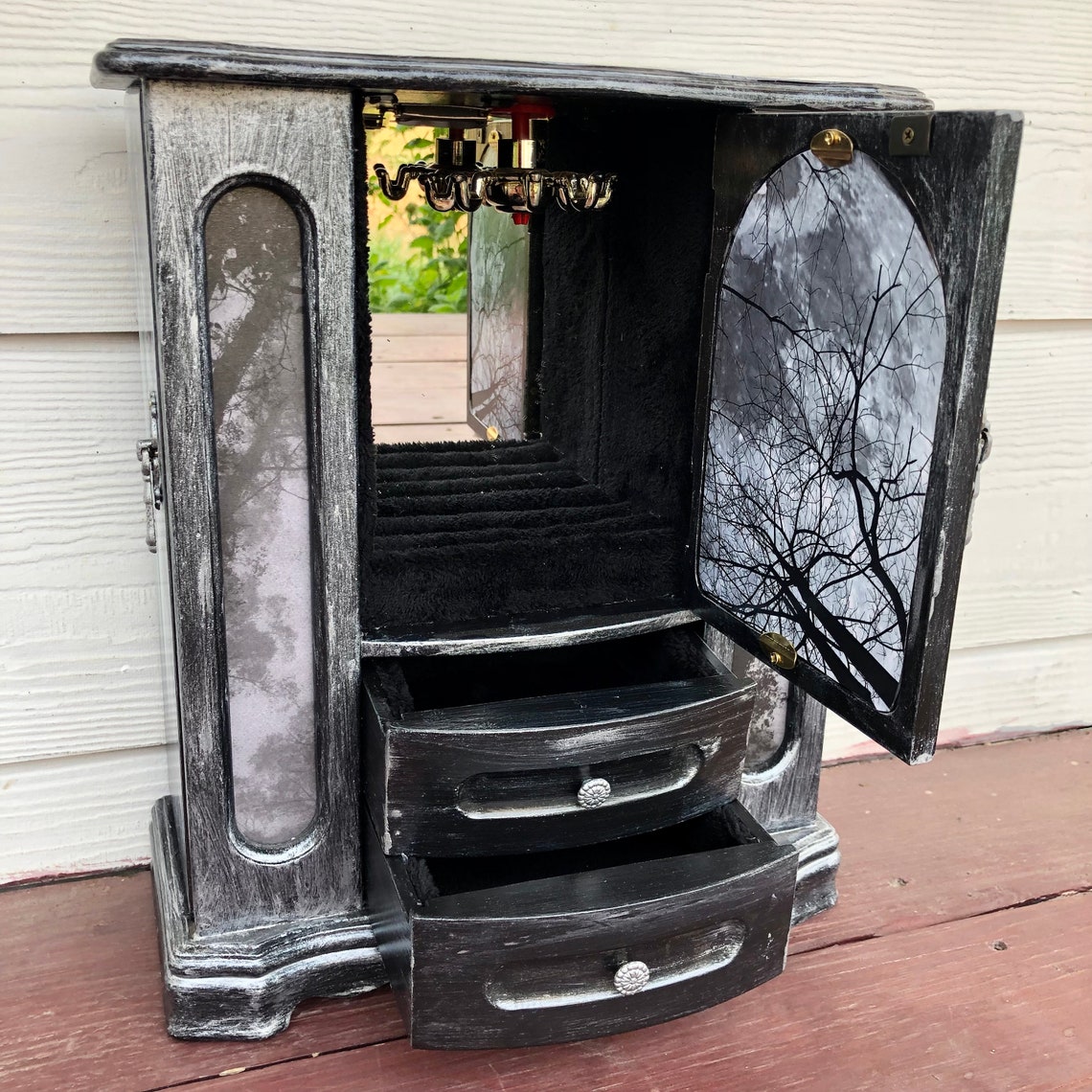 Gothic jewelry armoire jewelry box painted Victorian Etsy