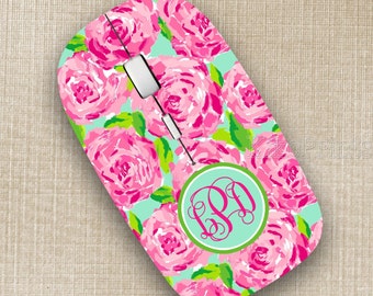 Lilly Pulitzer Inspired Wireless Mouse Monogrammed Personalized Optical Mouse