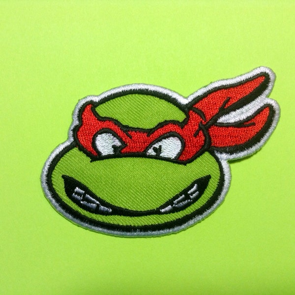 Iron on Sew on Patch:  Turtle with red mask