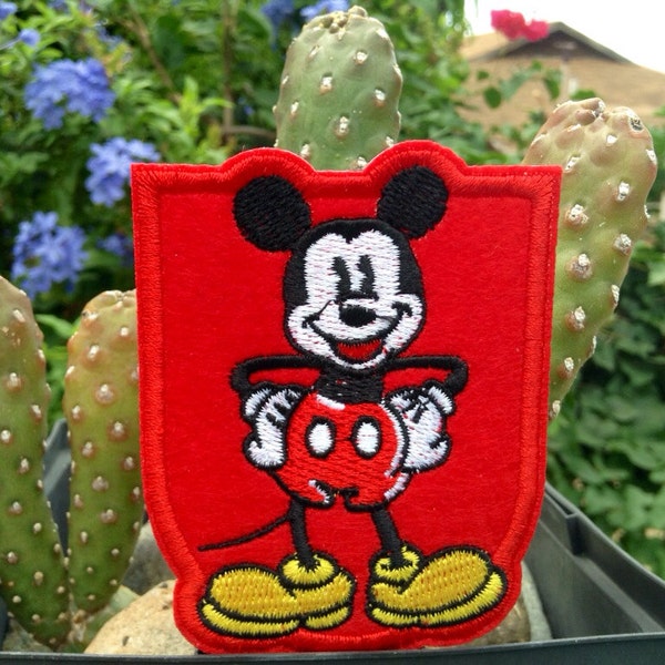 Iron on Sew on Patch:  Red Badge Mickey