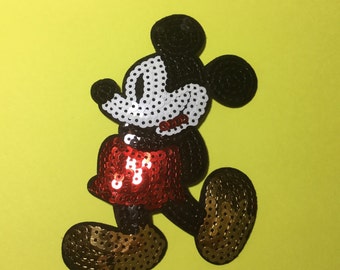 Iron on Sew on Sequin Patch: Mickey