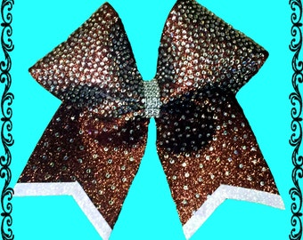 Ombre, brokatowa kokarda z kryształkami i podszytymi końcami