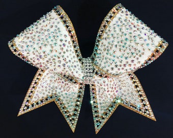 Trójkolorowa kokarda ozdobiona brokatem i kryształkami!