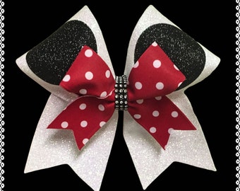 3"(rozmiar Texas) Mouse uszy z polka dot podwójny łuk Cheer