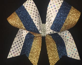 Dwukolorowa kokarda z cekinami i brokatem