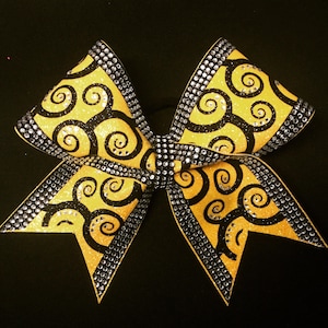Swirls and stripes rhinestone cheer bow