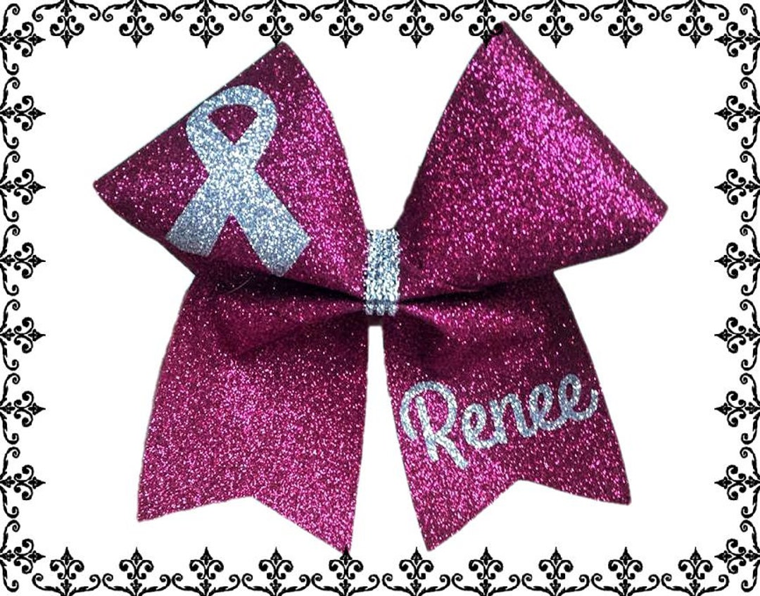 Customized Breast Cancer Awareness Glitter Cheer Bow - Etsy