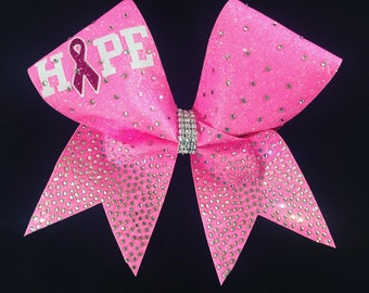 Speranza di consapevolezza del cancro al seno glitter rinchino cheer fiocco