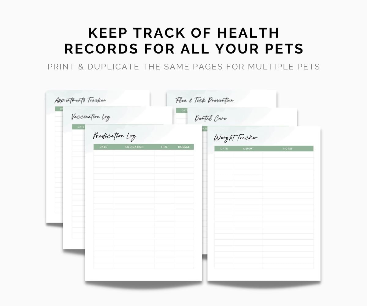 Pet Care Tracker Health Wellness Planner | Cat Health Pet Journal Log ...
