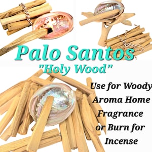 12pc Palo Santo Aromatic Premium Organic Holy Wood with Shell Holder & Stand, Rustic Home Fragrance,  Home Cleansing, Smudge Stick