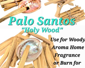 12pc Palo Santo Aromatic Premium Organic Holy Wood with Shell Holder & Stand, Rustic Home Fragrance,  Home Cleansing, Smudge Stick