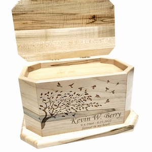 Custom Design Personalized Handmade Wood Urn, Engraved Wooden Urn, Rustic Memorial Urn image 2