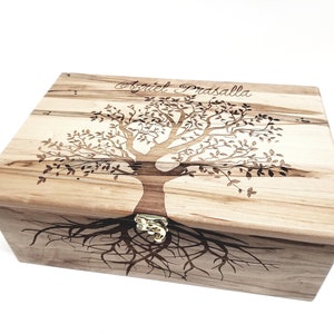 Personalized Tree of Life Memory Box 12x8x4, Custom Hand Made Wood Storage Box, Personalized Memory Box, Personalized Keep Sake Box, image 7