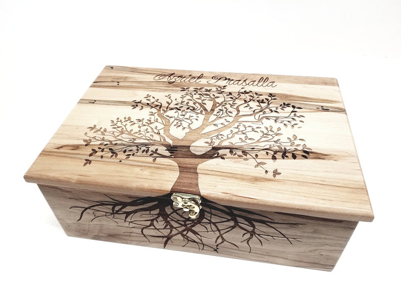 Personalized Tree of Life Memory Box 12x8x4, Custom Hand Made Wood Storage Box, Personalized Memory Box, Personalized Keep Sake Box, image 7