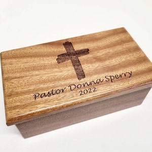 Personalized Cross Keepsake Memory Box, Pastor Keepsake Box, Memorial Box, Retirement Gift, Deacon Keepsake Box, Church Keepsake Box