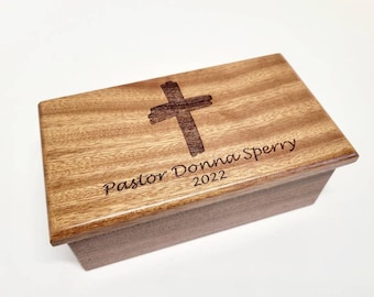 Personalized Cross Keepsake Memory Box, Pastor Keepsake Box, Memorial Box, Retirement Gift, Deacon Keepsake Box, Church Keepsake Box