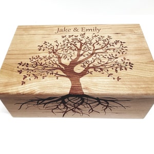 Personalized Tree of Life Memory Box 12x8x4, Custom Hand Made Wood Storage Box, Personalized Memory Box, Personalized Keep Sake Box, image 3