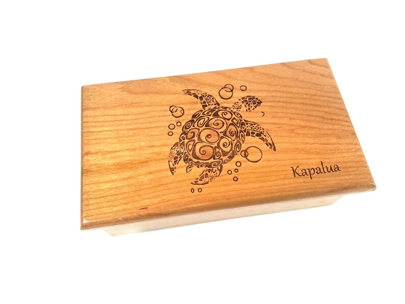 Custom Turtle Traditional Wood Music Box Choose Your Song Personalized Sea Turtle Music Box Tribal Sea Turtle Music Box
