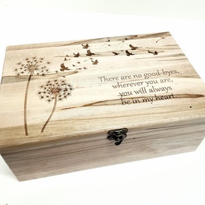 Personalized Dandelions with Birds Memory Box 12x8x4, Custom Hand Made Wood Keepsake Box, Personalized Keep Sake Box, Custom Memorial Box