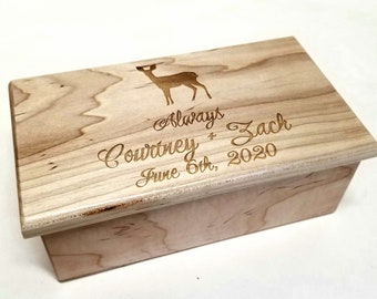 Personalized Always Doe Music Box Choose Your Song, Handmade Hardwood Music Box, 5 year anniversary, Wizard Music Box, Hedwigs Theme