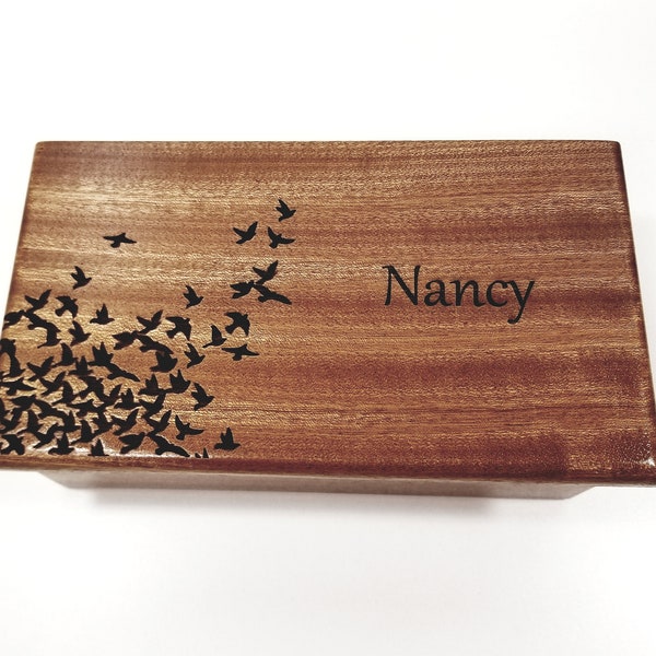 Personalized Music Box Birds In Corner, Choose Your Song, Graduation Gift, Unique Personalized Gift, Engraved Music Box, Bird Music Box