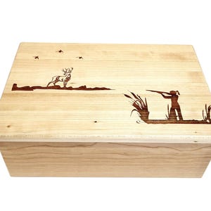 Caja de memoria personalizada de caza de ciervos para niñas 12x8x4, caja de recuerdos de madera hecha a mano personalizada, caja de memoria, caja de tarjetas de boda rústica, regalo para ella