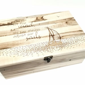 Personalized Sailing Memory Box 12x8x4,Custom Hand Made Wood Keepsake Box, Nautical Keepsake Box, Sailing Graduation Gift,Coastal Home Decor