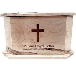 Cross Urn Custom Engraved, Handmade Religious Wood Urn, Wood Ashes Box, Cremation Box, Handcrafted Memory Urn, Funeral Urn