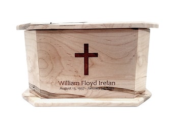 Cross Urn Custom Engraved, Handmade Religious Wood Urn, Wood Ashes Box, Cremation Box, Handcrafted Memory Urn, Funeral Urn