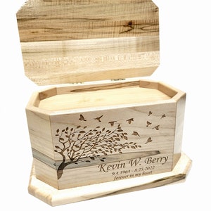Mountain Deer Urn Custom Engraved, Hunting Design Urn,Engraved Wooden Urn, Mountain Lake Design Urn, Rustic Urn, Deer Memorial Cremation Box image 5