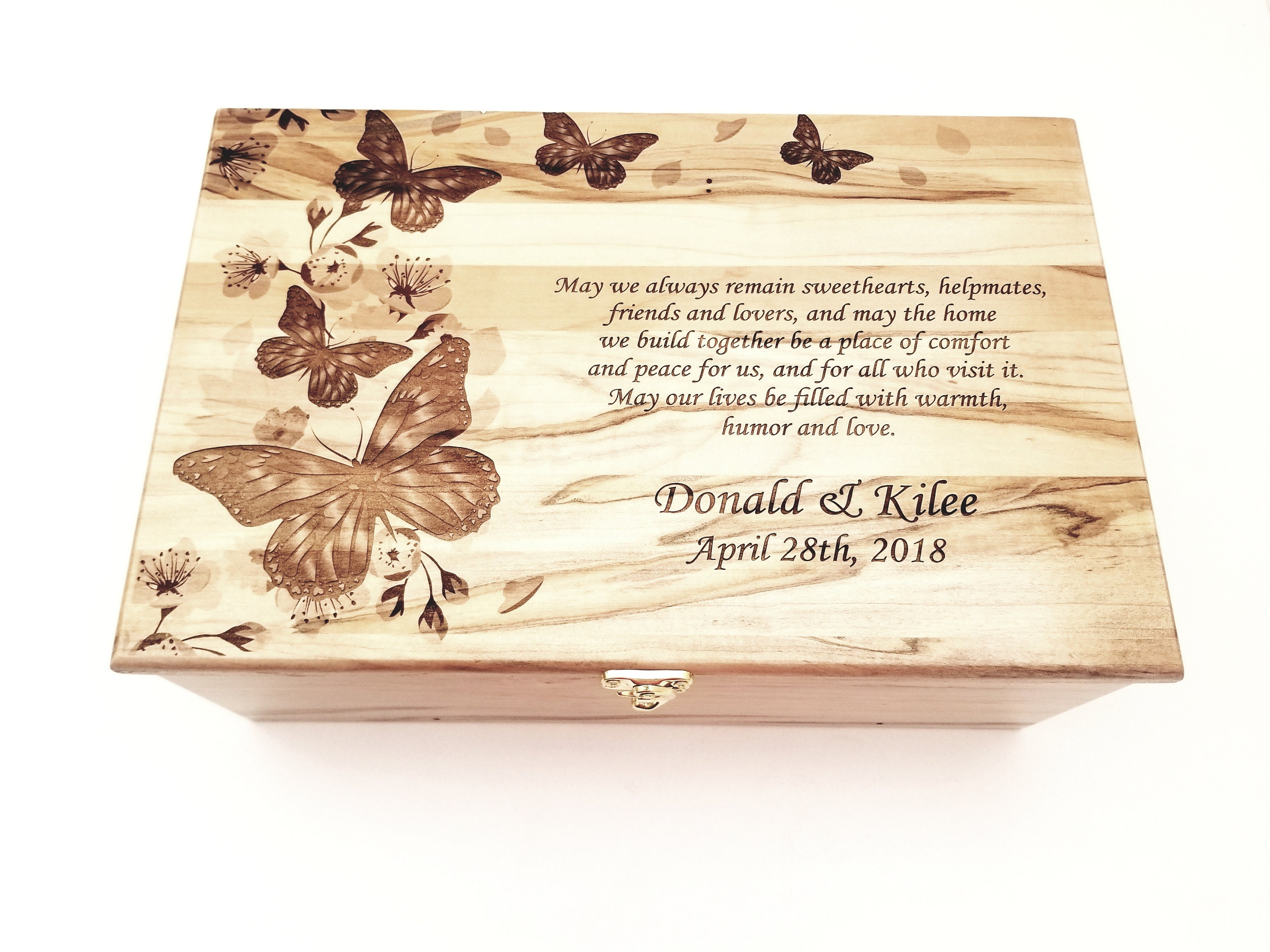 Personalized Butterfly Memory Box 12x8x4, Custom Hand Made Wood ...