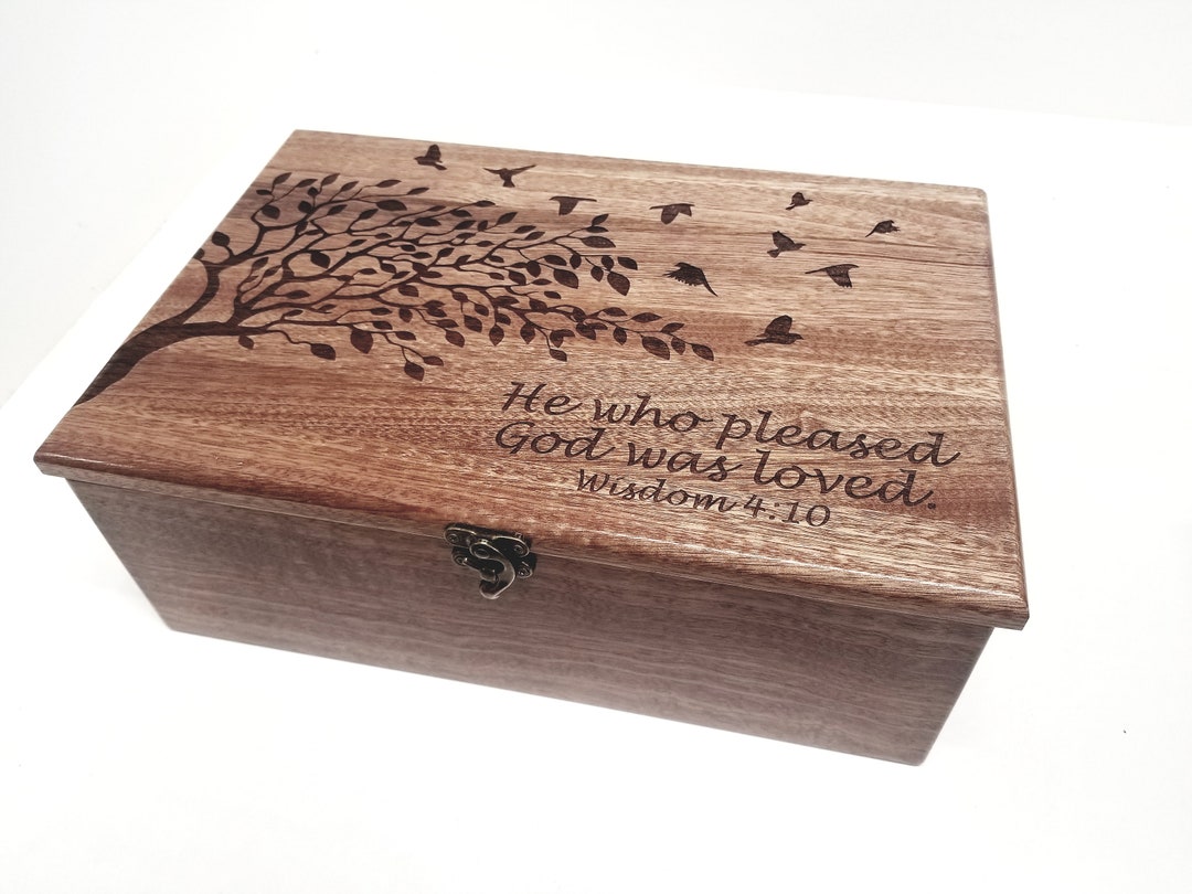 Personalized Tree Memory Box 12x8x4, Custom Hand Made Wood Keepsake Box