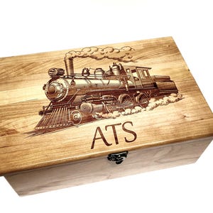 Personalized Train Memory Box 12x8x4, Custom Handmade Wood Keepsake Box, Memorial Box, Remembrance Box, Gift for Him