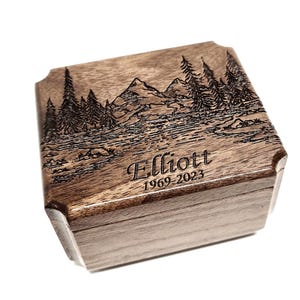 Mountains Forest River Mini Urn Add Text, Custom Sharable Urn, Urns to Keep with You, Pocket Urn, Share Family Urns