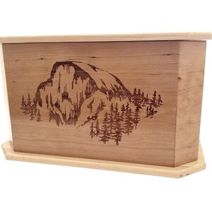Mountain Urn Custom Engraved, Handmade Wooden Urn, Yosemite Urn, Funeral Cremation Box, Midwest Urn, Nature Urn, California Urn