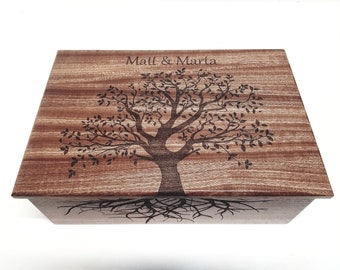 Personalized Tree of Life Memory Box 12x8x4, Custom Hand Made Wood Storage Box, Personalized Memory Box, Personalized Keep Sake Box,